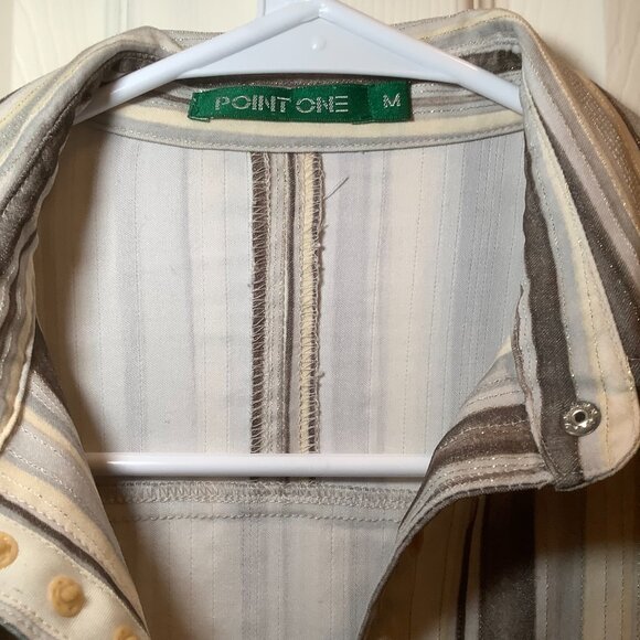 Point One Vintage 70's Shacket w belt brown, cream & light blue - Picture 3 of 4